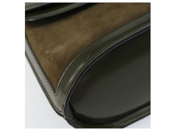 Céline Borsa a mano CELINE in suede khaki oro Auth 159231 D'oro Cachi - vista 11