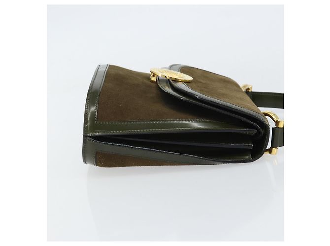 Céline Borsa a mano CELINE in suede khaki oro Auth 159231 D'oro Cachi - vista 4