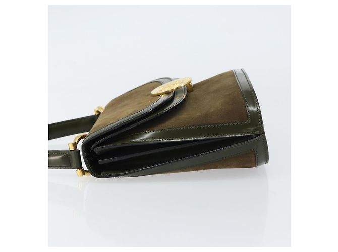 Céline Borsa a mano CELINE in suede khaki oro Auth 159231 D'oro Cachi - vista 5