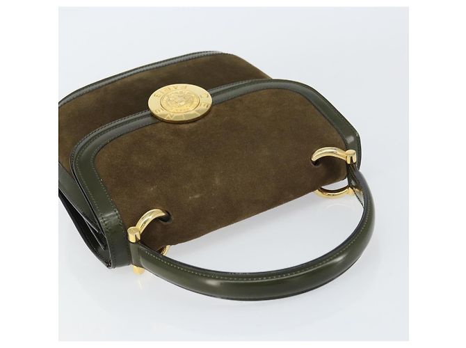 Céline Borsa a mano CELINE in suede khaki oro Auth 159231 D'oro Cachi - vista 6