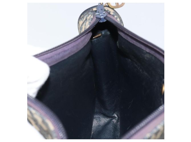 Borsa a Spalla in Tela Trotter Christian Dior Blu Navy e Oro Auth BA9247 D'oro - vista 18