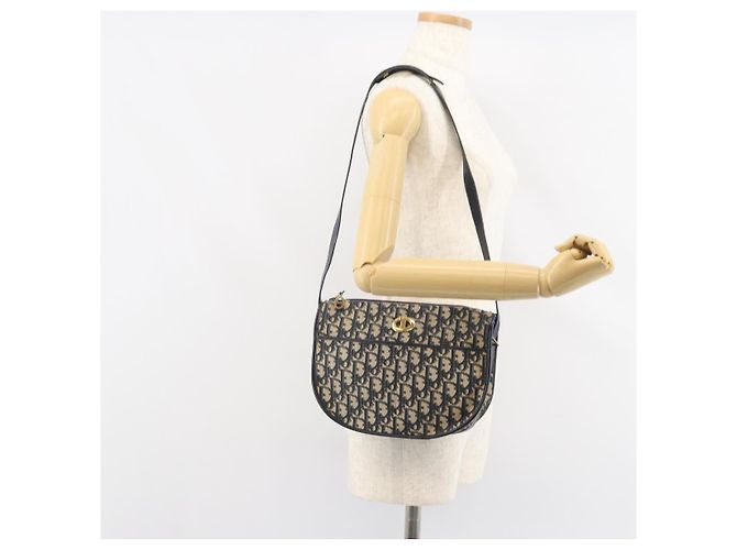 Borsa a Spalla in Tela Trotter Christian Dior Blu Navy e Oro Auth BA9247 D'oro - vista 21