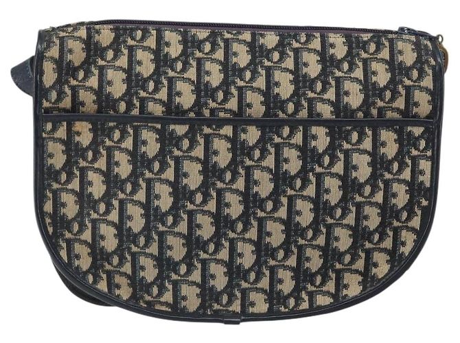 Borsa a Spalla in Tela Trotter Christian Dior Blu Navy e Oro Auth BA9247 D'oro - vista 3
