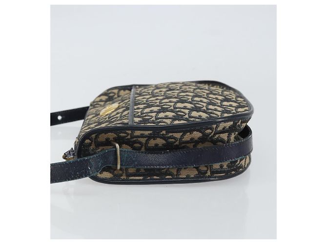 Borsa a Spalla in Tela Trotter Christian Dior Blu Navy e Oro Auth BA9247 D'oro - vista 5