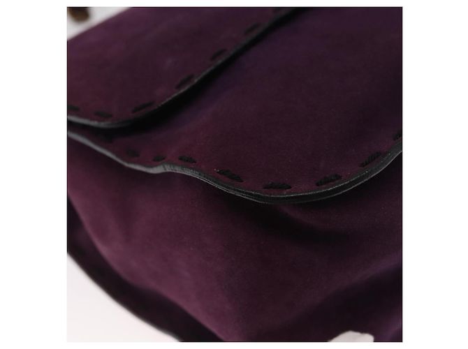 Borsa a Spalla PRADA Camoscio Viola Oro Auth 158394 D'oro Porpora - vista 10