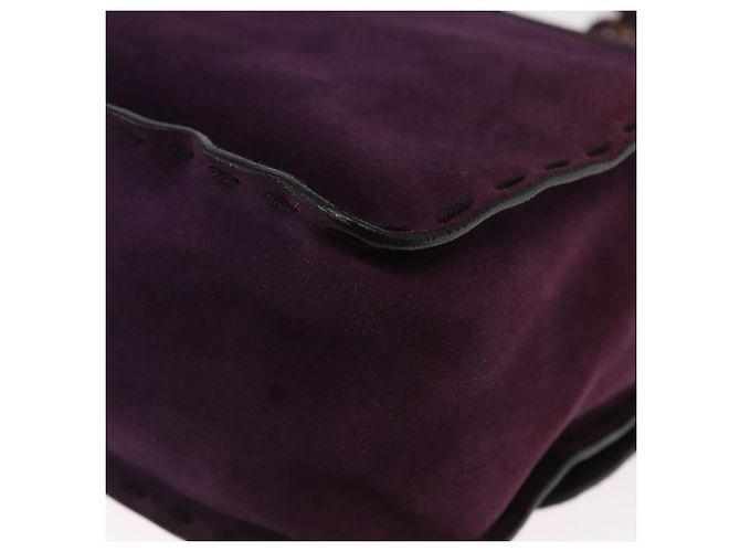 Borsa a Spalla PRADA Camoscio Viola Oro Auth 158394 D'oro Porpora - vista 13