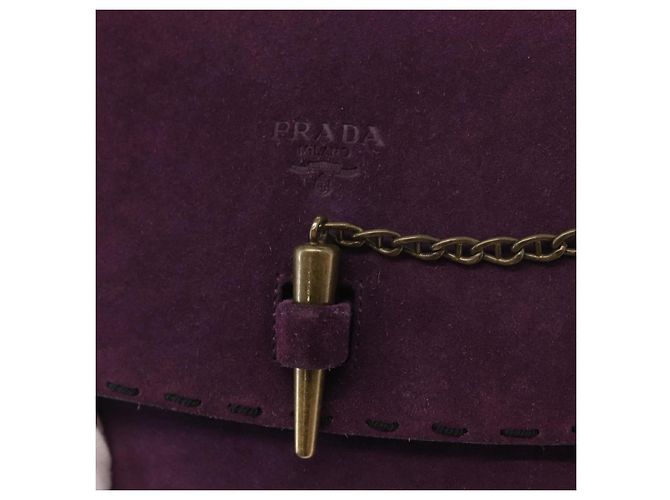 Borsa a Spalla PRADA Camoscio Viola Oro Auth 158394 D'oro Porpora - vista 14