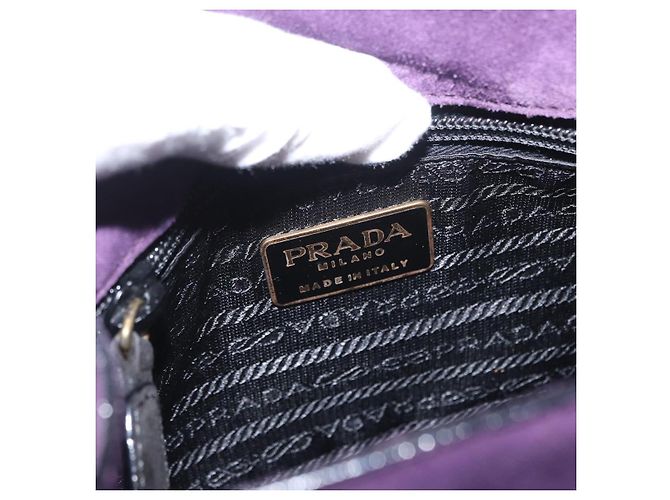 Borsa a Spalla PRADA Camoscio Viola Oro Auth 158394 D'oro Porpora - vista 16
