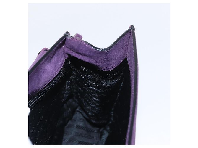 Borsa a Spalla PRADA Camoscio Viola Oro Auth 158394 D'oro Porpora - vista 18