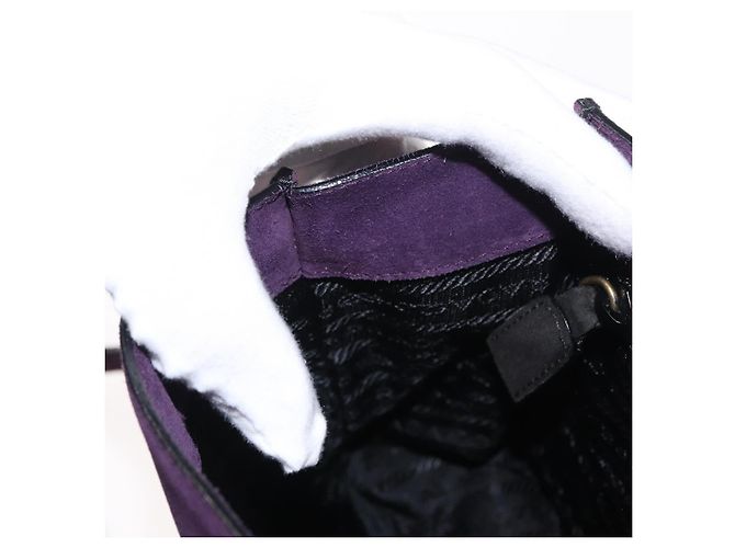 Borsa a Spalla PRADA Camoscio Viola Oro Auth 158394 D'oro Porpora - vista 19