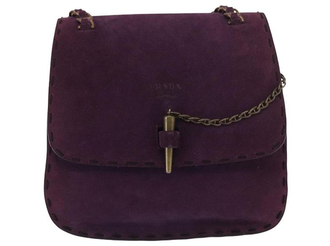 Borsa a Spalla PRADA Camoscio Viola Oro Auth 158394 D'oro Porpora - vista 2