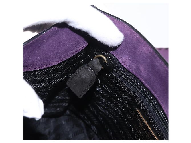 Borsa a Spalla PRADA Camoscio Viola Oro Auth 158394 D'oro Porpora - vista 20