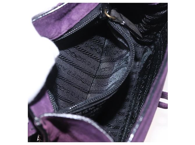 Borsa a Spalla PRADA Camoscio Viola Oro Auth 158394 D'oro Porpora - vista 21