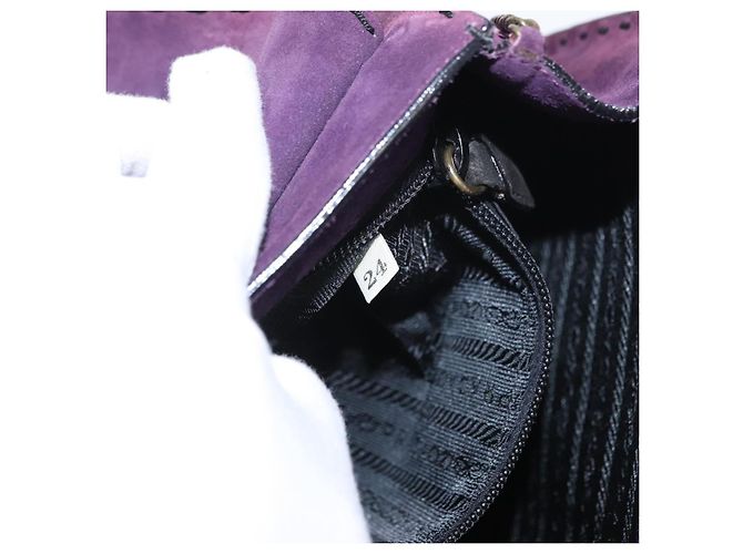 Borsa a Spalla PRADA Camoscio Viola Oro Auth 158394 D'oro Porpora - vista 22