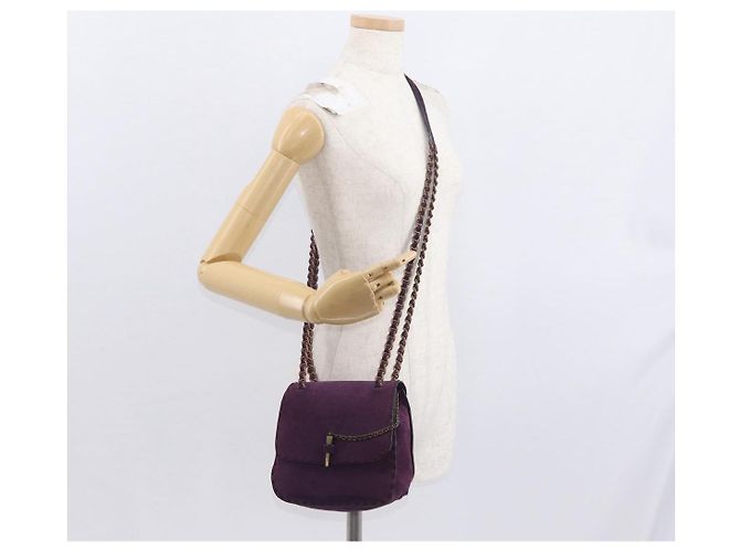 Borsa a Spalla PRADA Camoscio Viola Oro Auth 158394 D'oro Porpora - vista 23