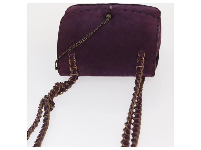 Borsa a Spalla PRADA Camoscio Viola Oro Auth 158394 D'oro Porpora - vista 6