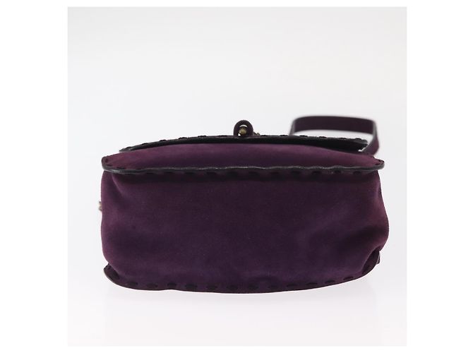 Borsa a Spalla PRADA Camoscio Viola Oro Auth 158394 D'oro Porpora - vista 9