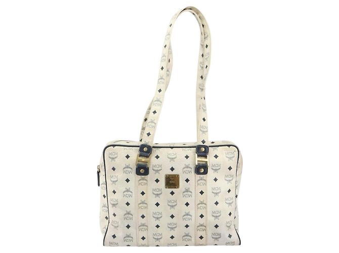 Borsa tote in pelle MCM Logogram Vicetos bianca e oro Auth BA9337 Bianco D'oro - vista 2
