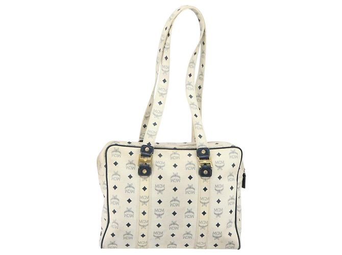 Borsa tote in pelle MCM Logogram Vicetos bianca e oro Auth BA9337 Bianco D'oro - vista 3