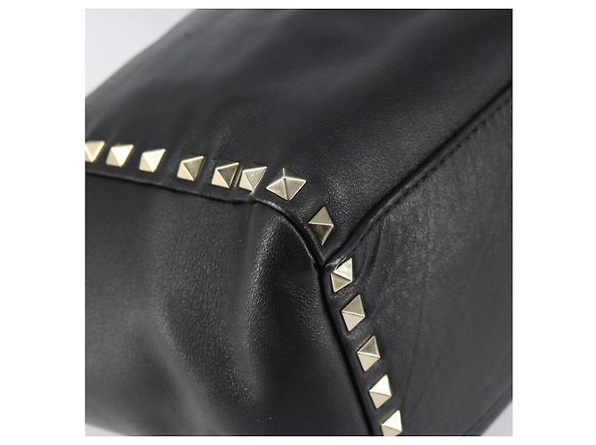VALENTINO Borsa Rock studs in pelle 2 in 1 Nera Oro Auth BA9420 Nero D'oro - vista 17