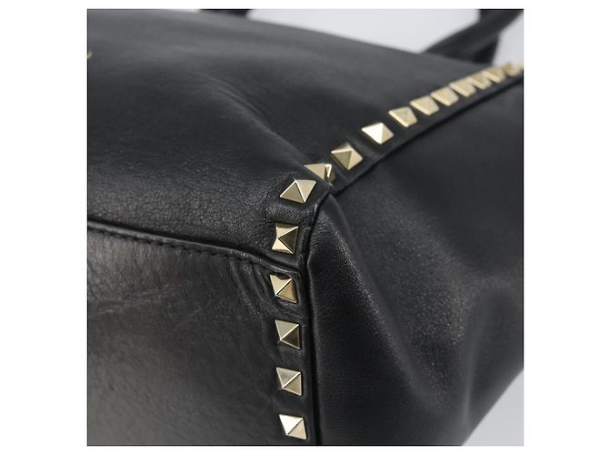 VALENTINO Borsa Rock studs in pelle 2 in 1 Nera Oro Auth BA9420 Nero D'oro - vista 18
