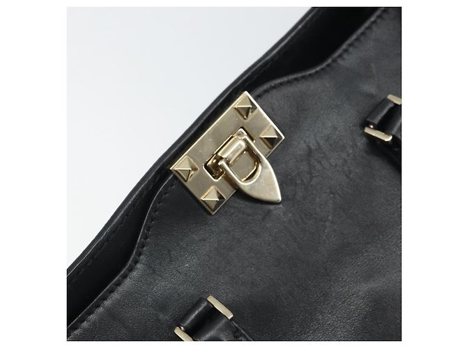 VALENTINO Borsa Rock studs in pelle 2 in 1 Nera Oro Auth BA9420 Nero D'oro - vista 20