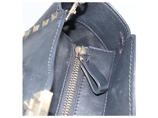VALENTINO Borsa Rock studs in pelle 2 in 1 Nera Oro Auth BA9420 Nero D'oro - vista 21
