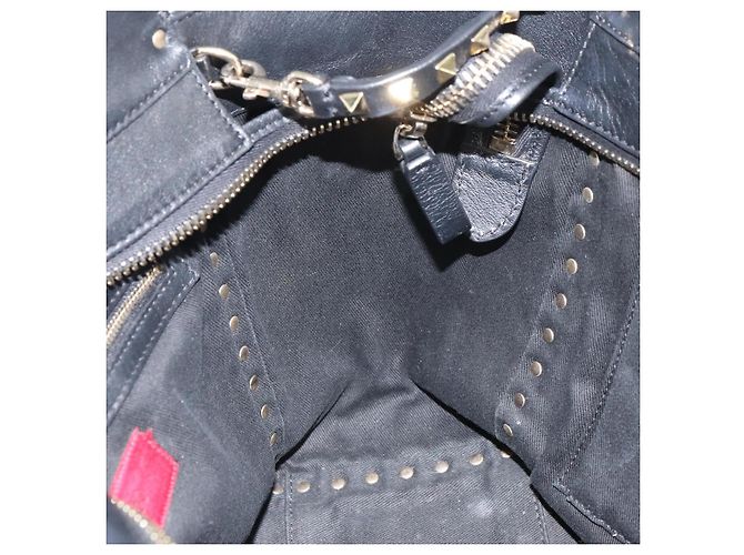 VALENTINO Borsa Rock studs in pelle 2 in 1 Nera Oro Auth BA9420 Nero D'oro - vista 23