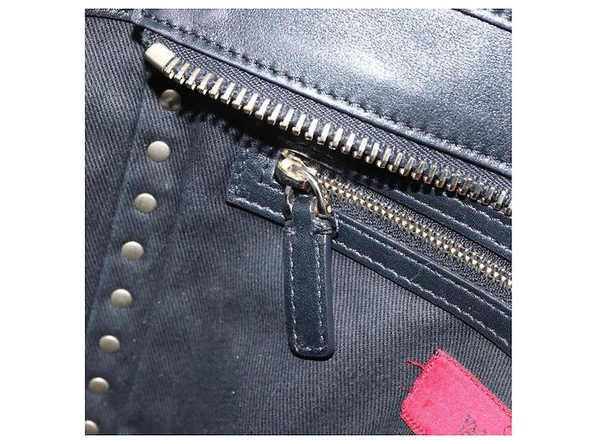 VALENTINO Borsa Rock studs in pelle 2 in 1 Nera Oro Auth BA9420 Nero D'oro - vista 25