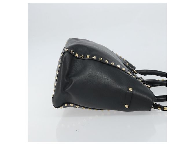 VALENTINO Borsa Rock studs in pelle 2 in 1 Nera Oro Auth BA9420 Nero D'oro - vista 3