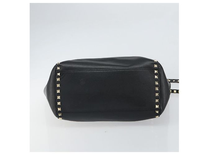 VALENTINO Borsa Rock studs in pelle 2 in 1 Nera Oro Auth BA9420 Nero D'oro - vista 5