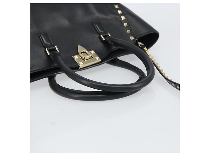 VALENTINO Borsa Rock studs in pelle 2 in 1 Nera Oro Auth BA9420 Nero D'oro - vista 7