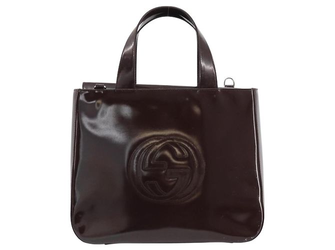 Borsa a Mano GUCCI Smalto Marrone Argento 000 1013 0504 Auth gh1513 - vista 2
