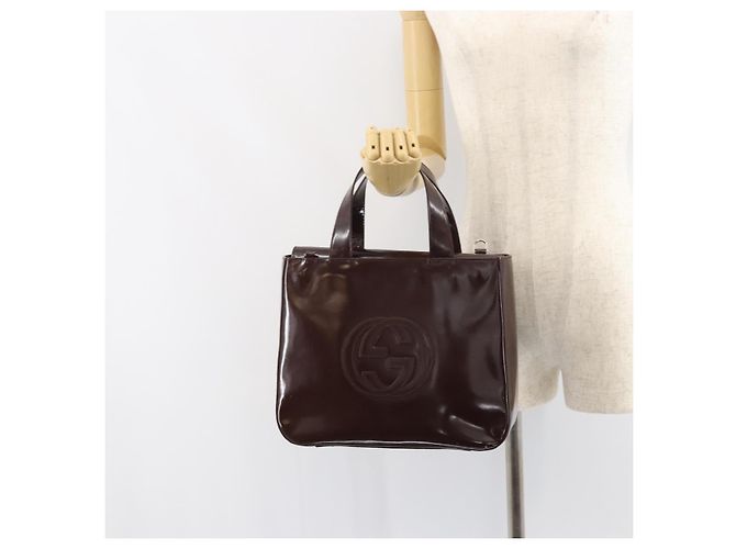 Borsa a Mano GUCCI Smalto Marrone Argento 000 1013 0504 Auth gh1513 - vista 22