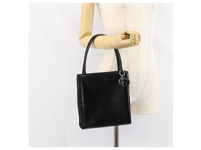 Borsa a Mano Christian Dior in Pelle Nera Argento Auth gh1468 Nero - vista 24