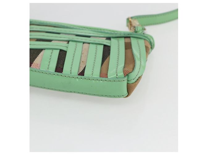 Burberry Borsa a spalla Nova Check in PVC Verde Oro Auth 162781V D'oro - vista 10