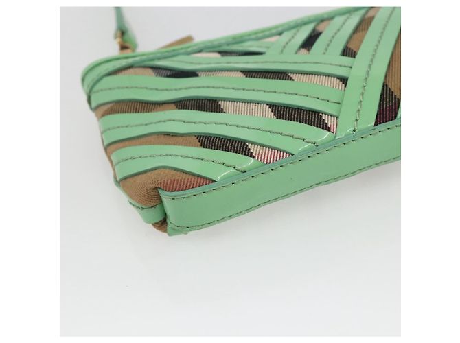 Burberry Borsa a spalla Nova Check in PVC Verde Oro Auth 162781V D'oro - vista 11