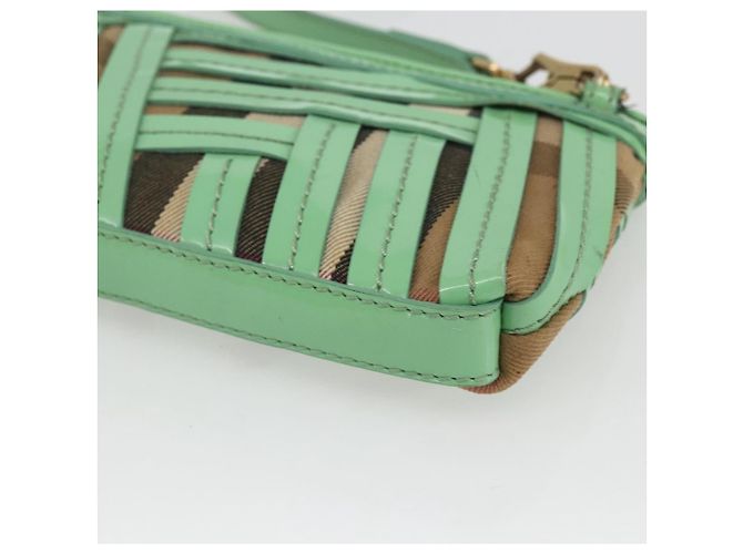 Burberry Borsa a spalla Nova Check in PVC Verde Oro Auth 162781V D'oro - vista 12