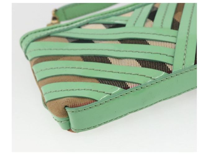 Burberry Borsa a spalla Nova Check in PVC Verde Oro Auth 162781V D'oro - vista 13