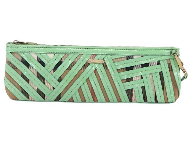 Burberry Borsa a spalla Nova Check in PVC Verde Oro Auth 162781V D'oro - vista 2