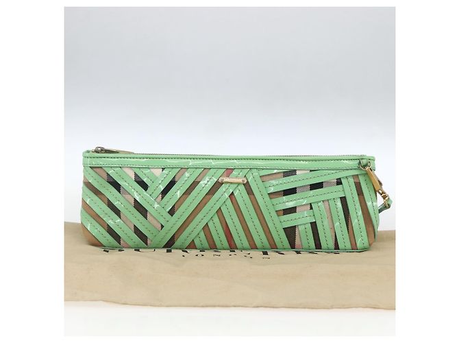Burberry Borsa a spalla Nova Check in PVC Verde Oro Auth 162781V D'oro - vista 22