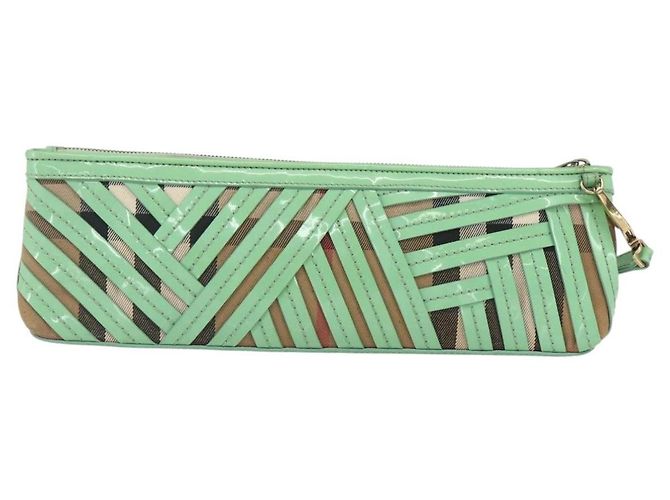 Burberry Borsa a spalla Nova Check in PVC Verde Oro Auth 162781V D'oro - vista 3