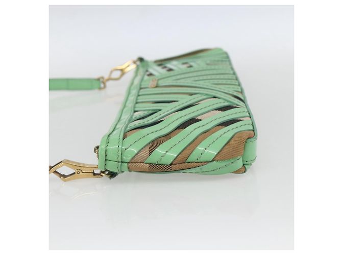 Burberry Borsa a spalla Nova Check in PVC Verde Oro Auth 162781V D'oro - vista 4