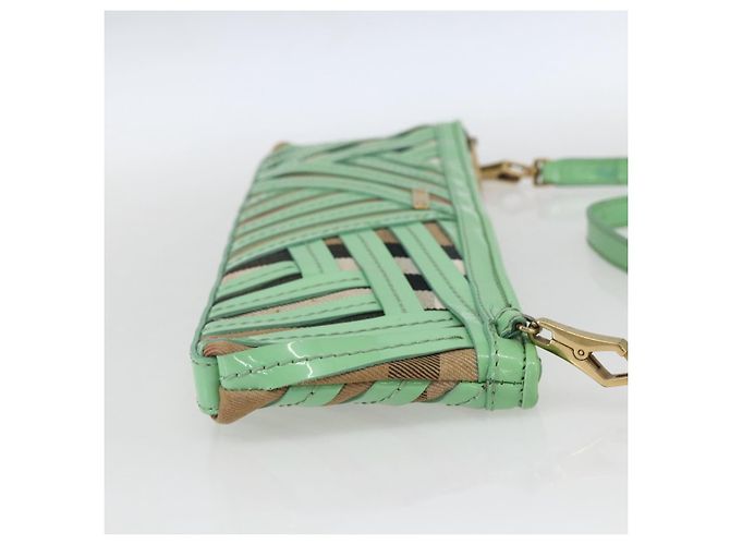 Burberry Borsa a spalla Nova Check in PVC Verde Oro Auth 162781V D'oro - vista 5