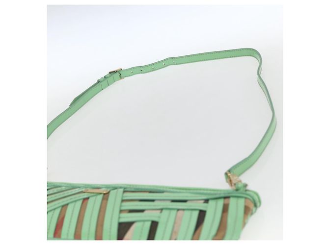 Burberry Borsa a spalla Nova Check in PVC Verde Oro Auth 162781V D'oro - vista 8