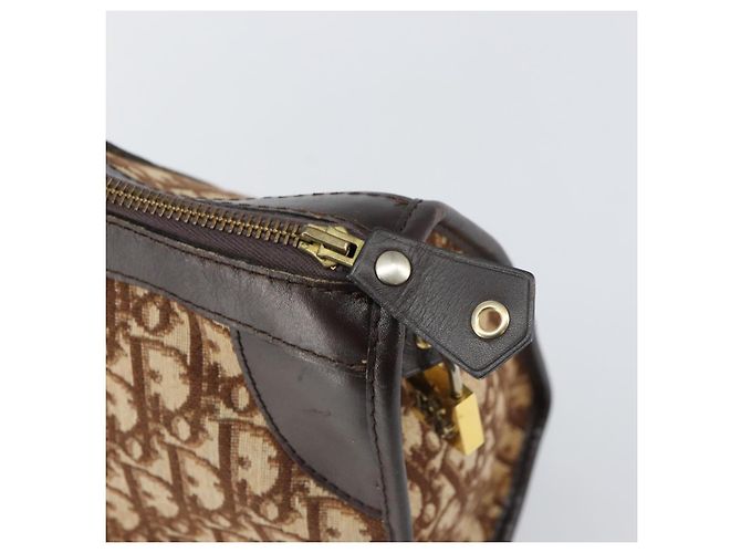 Borsa Boston in tela Trotter Christian Dior marrone oro Auth gh1472 D'oro - vista 14