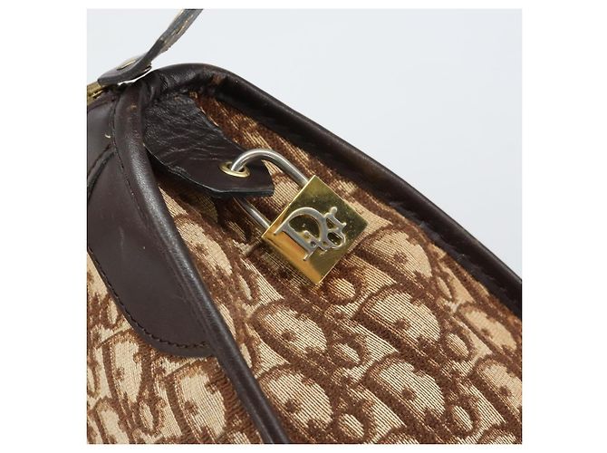 Borsa Boston in tela Trotter Christian Dior marrone oro Auth gh1472 D'oro - vista 15
