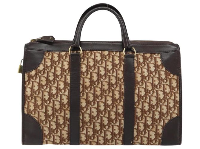 Borsa Boston in tela Trotter Christian Dior marrone oro Auth gh1472 D'oro - vista 2
