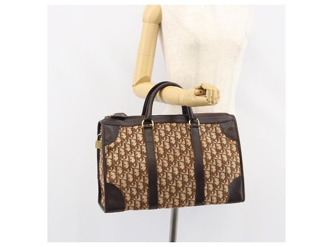 Borsa Boston in tela Trotter Christian Dior marrone oro Auth gh1472 D'oro - vista 21