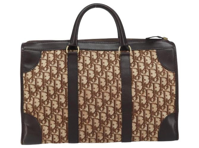 Borsa Boston in tela Trotter Christian Dior marrone oro Auth gh1472 D'oro - vista 3